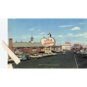 Little America Wyoming WY Chrome Postcard 1965 Sinclair Gas Station Penguin Sign